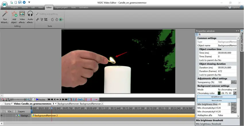 vsdc video editor green screen